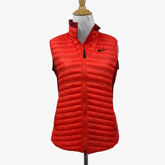 Nike Vest Jacket Womens S Small Flame Golf Aeroloft Fill Puffer Full Zip Pockets - Picture 1 of 14
